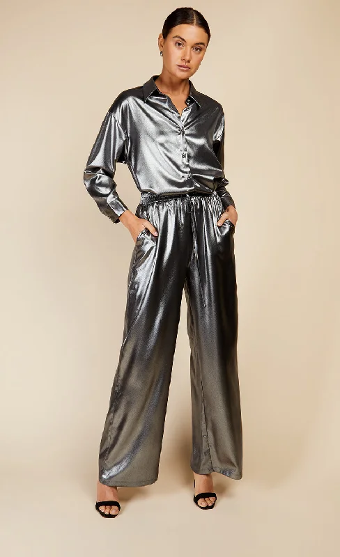 Metallic Satin Oversized Shirt by Vogue Williams