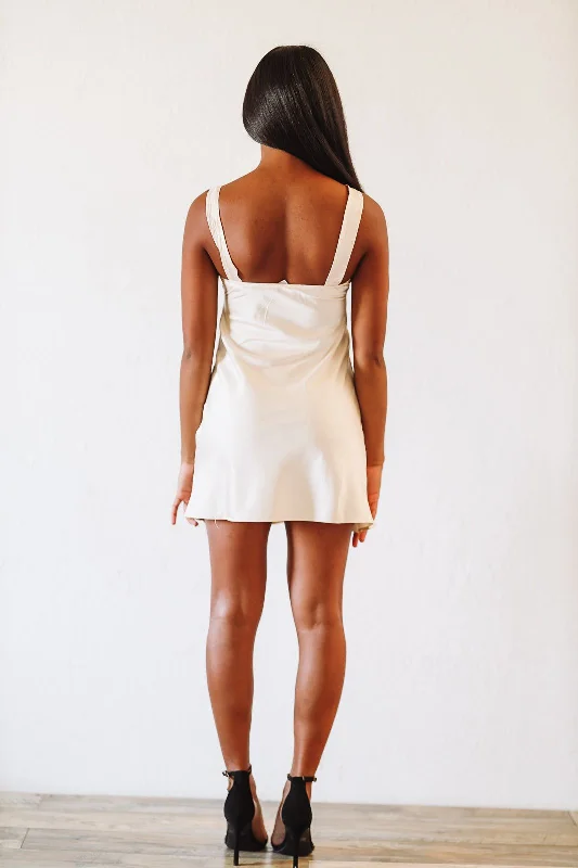 Moment to Show Off Satin and Lace Mini Dress - Ivory