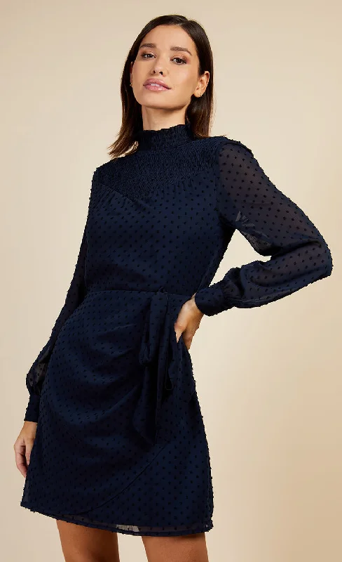 Navy Spot Mini Dress