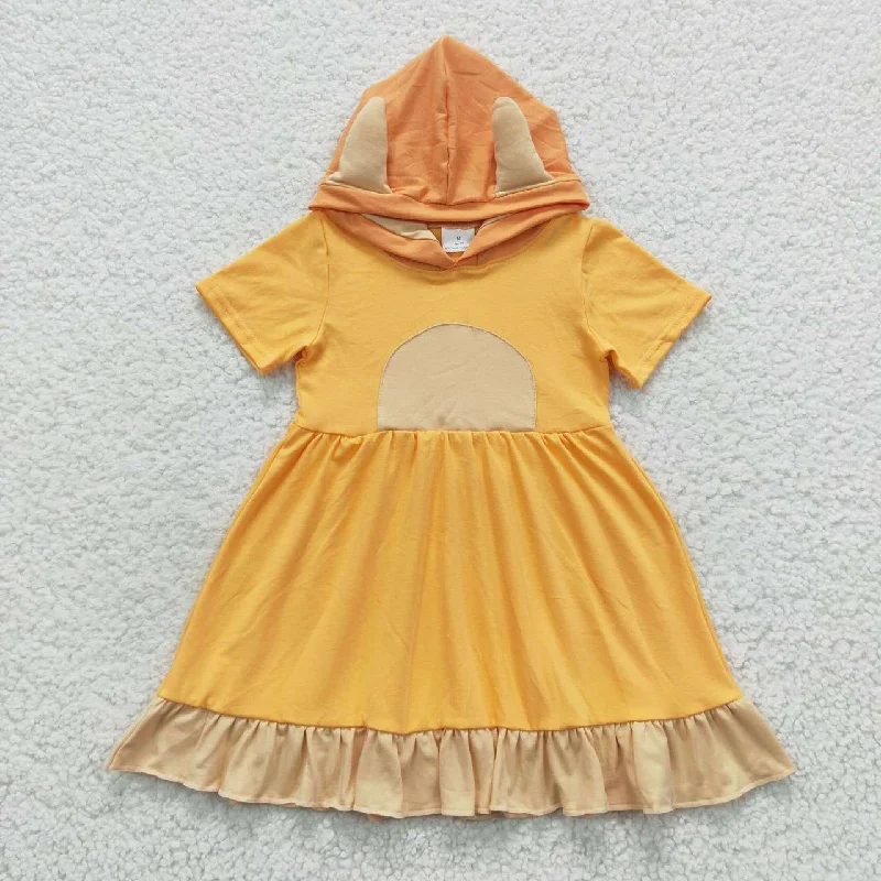 orange hoodie short sleeve dress GSD0385