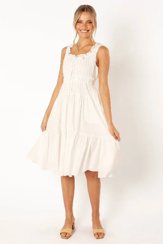 Oriana Midi Dress - White