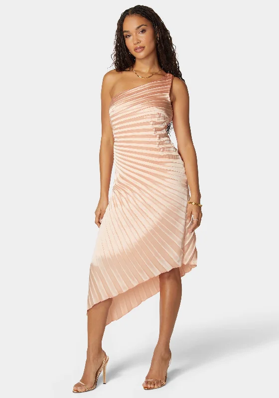 Pleated One Shoulder Gown