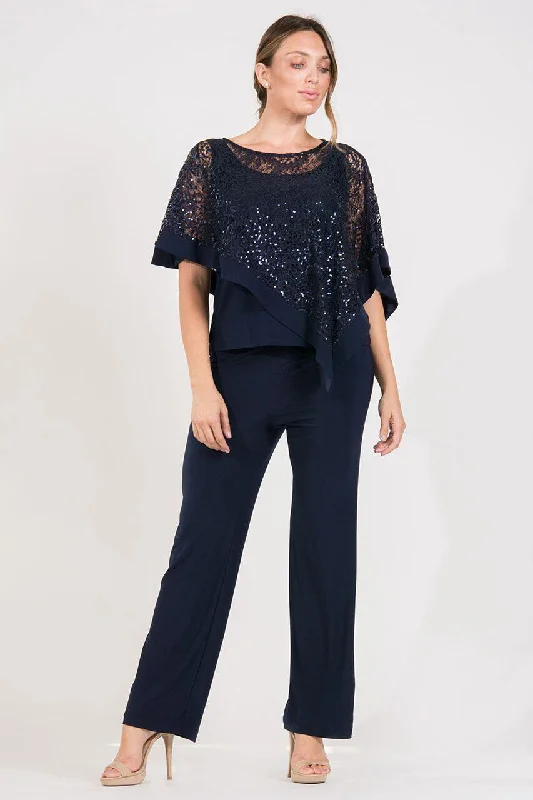 R&M Richards 8998 Long Formal Poncho Pant Suit