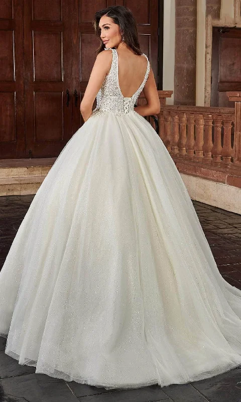 Rachel Allan Bridal RB6116 - Plunging V-Neck Bridal Gown With Cape