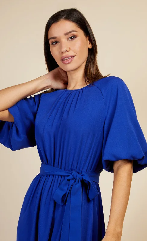 Royal Blue Puff Sleeve Midaxi Dress by Vogue Williams