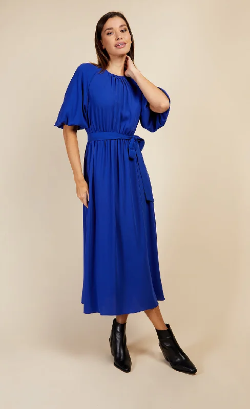 Royal Blue Puff Sleeve Midaxi Dress by Vogue Williams