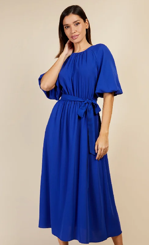 Royal Blue Puff Sleeve Midaxi Dress by Vogue Williams