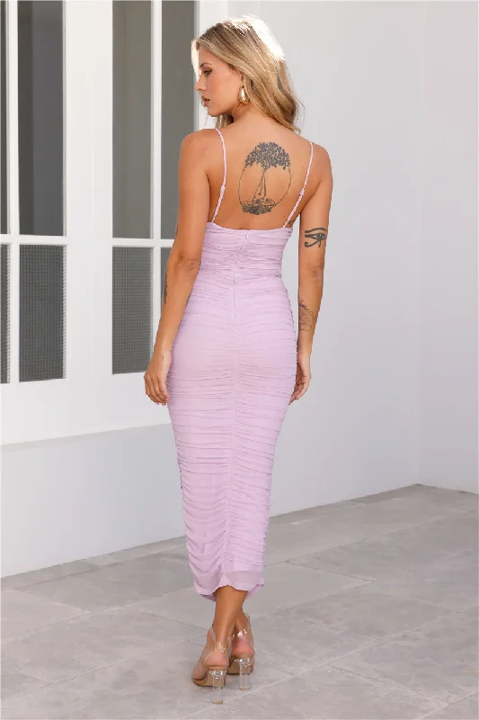 Seaside Fiesta Mesh Maxi Dress Lilac