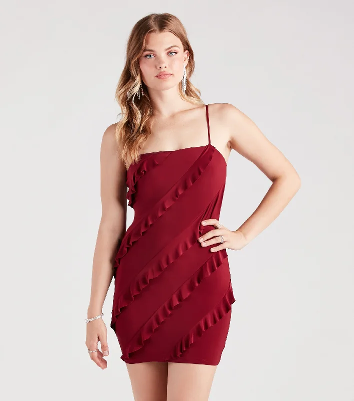 Sipping On Style Ruffle Trim Mini Dress