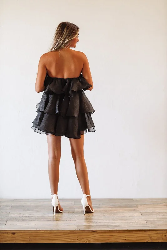 Steal You Away Mini Cocktail Dress - Black