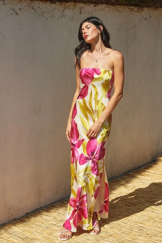 Waitlist 9/12 ♥ Stella Sleeveless Floral Print Maxi Dress Fuchsia