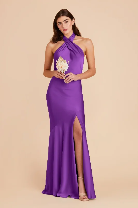 Stephanie Matte Satin Dress - Amethyst