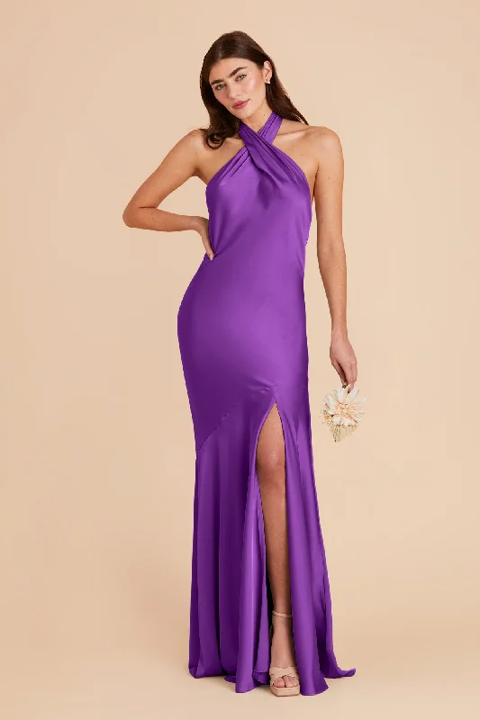 Stephanie Matte Satin Dress - Amethyst