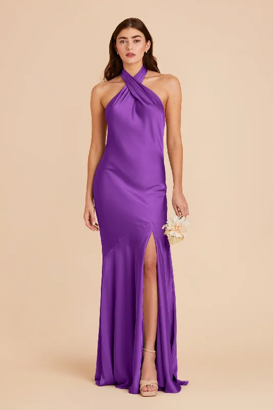 Stephanie Matte Satin Dress - Amethyst