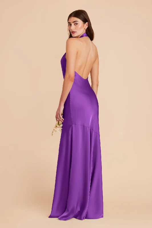 Stephanie Matte Satin Dress - Amethyst