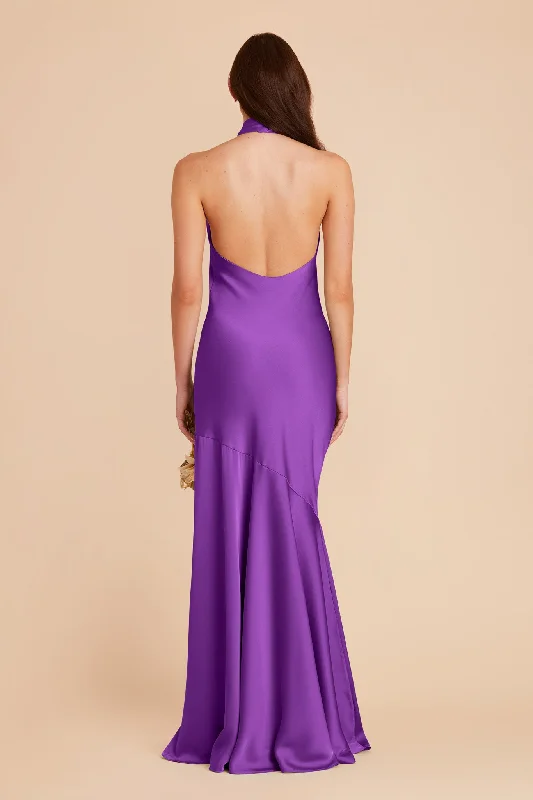 Stephanie Matte Satin Dress - Amethyst