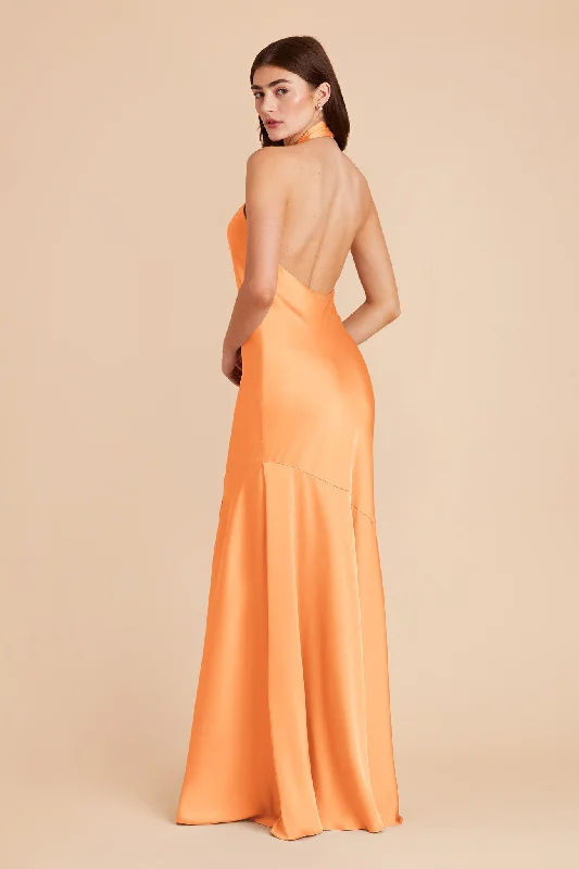 Stephanie Matte Satin Dress - Apricot