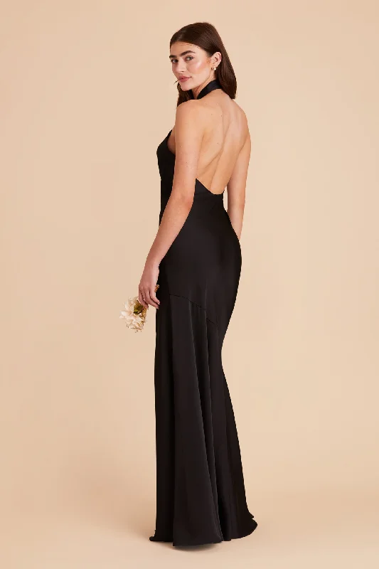 Stephanie Matte Satin Dress - Black