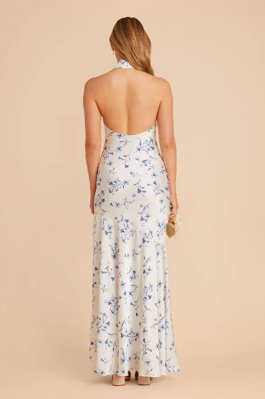 Stephanie Matte Satin Dress - Blue Le Fleur