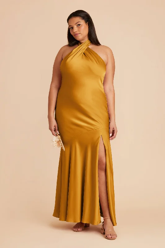 Stephanie Matte Satin Dress - Butterscotch