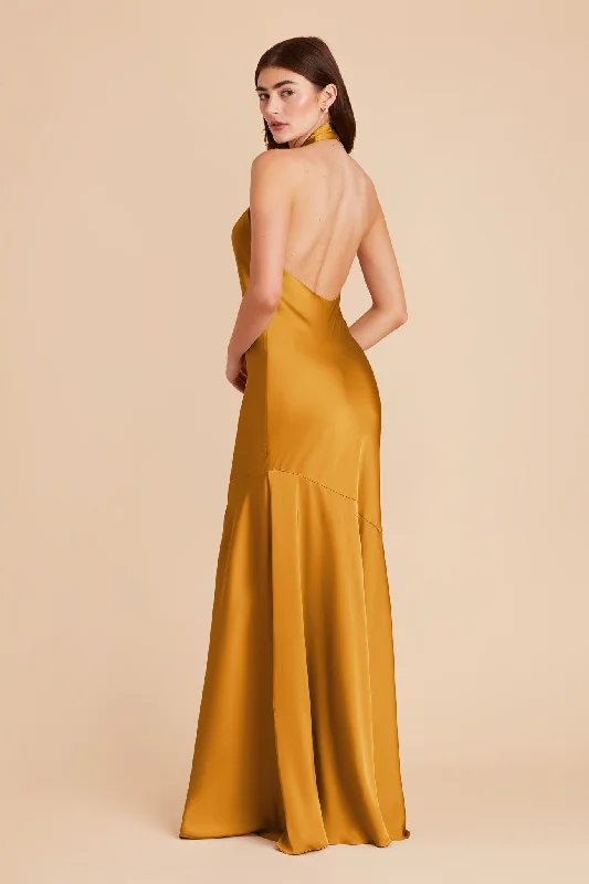 Stephanie Matte Satin Dress - Butterscotch