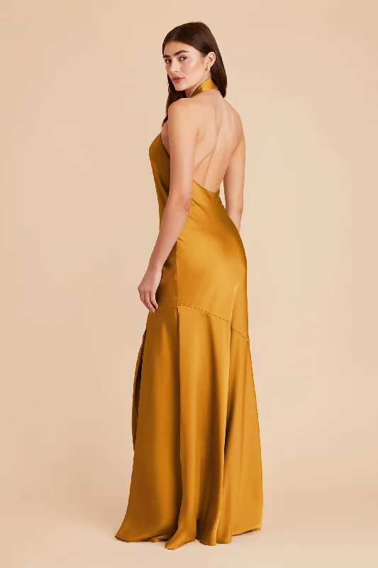 Stephanie Matte Satin Dress - Butterscotch