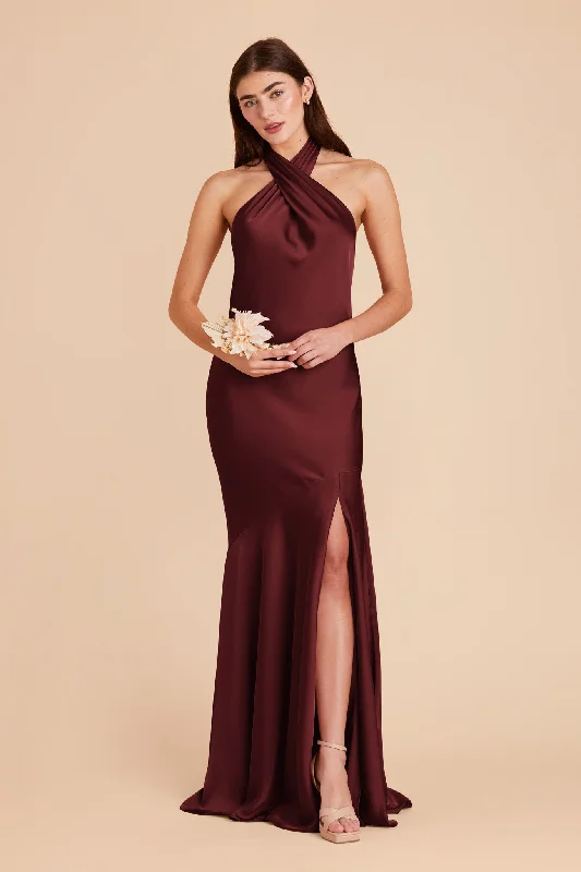 Stephanie Matte Satin Dress - Cabernet