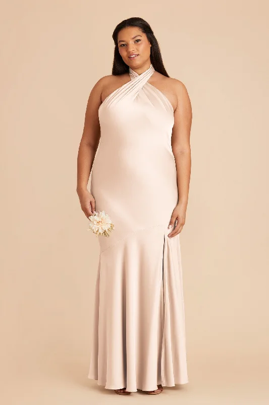 Stephanie Matte Satin Dress - Champagne