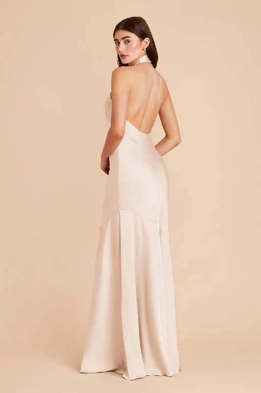 Stephanie Matte Satin Dress - Champagne