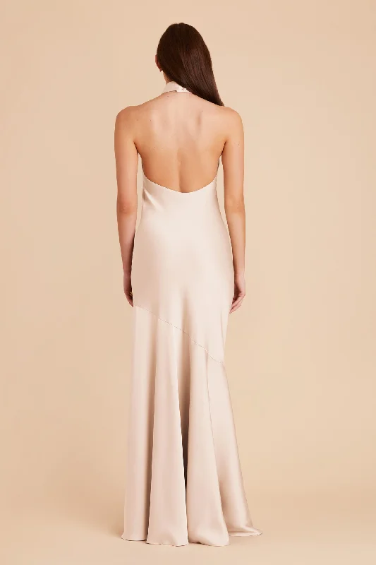 Stephanie Matte Satin Dress - Champagne