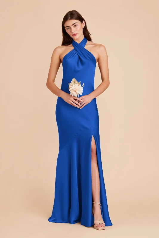 Stephanie Matte Satin Dress - Cobalt Blue