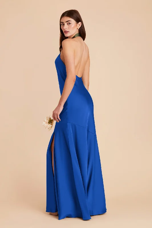 Stephanie Matte Satin Dress - Cobalt Blue