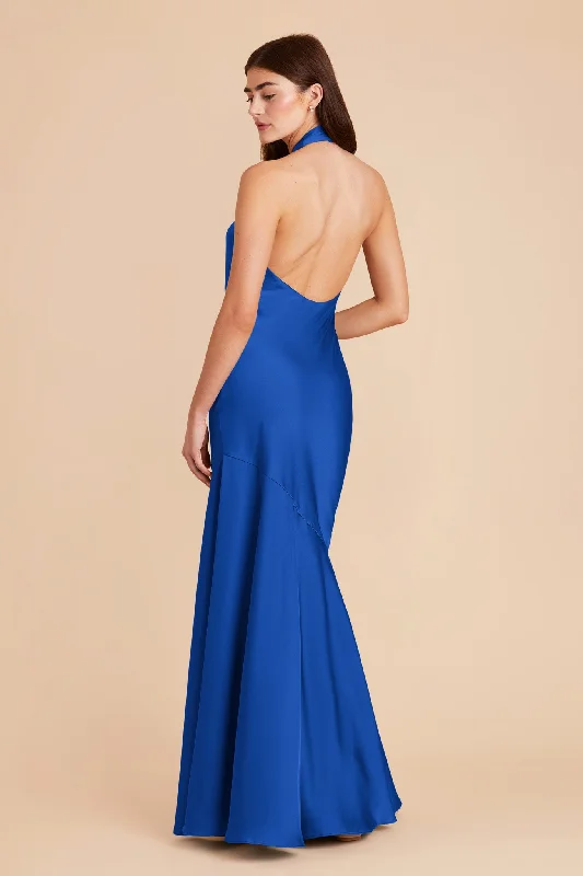 Stephanie Matte Satin Dress - Cobalt Blue