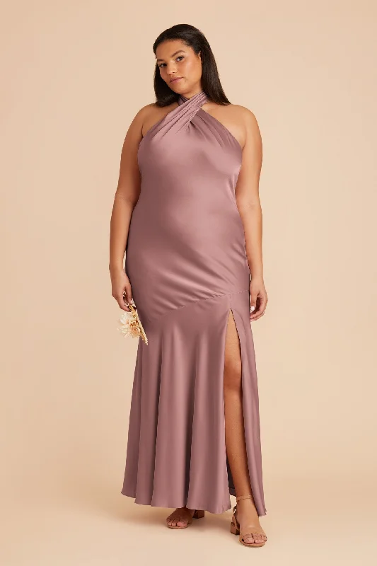 Stephanie Matte Satin Dress - Dark Mauve