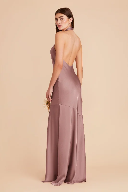 Stephanie Matte Satin Dress - Dark Mauve