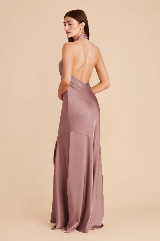 Stephanie Matte Satin Dress - Dark Mauve