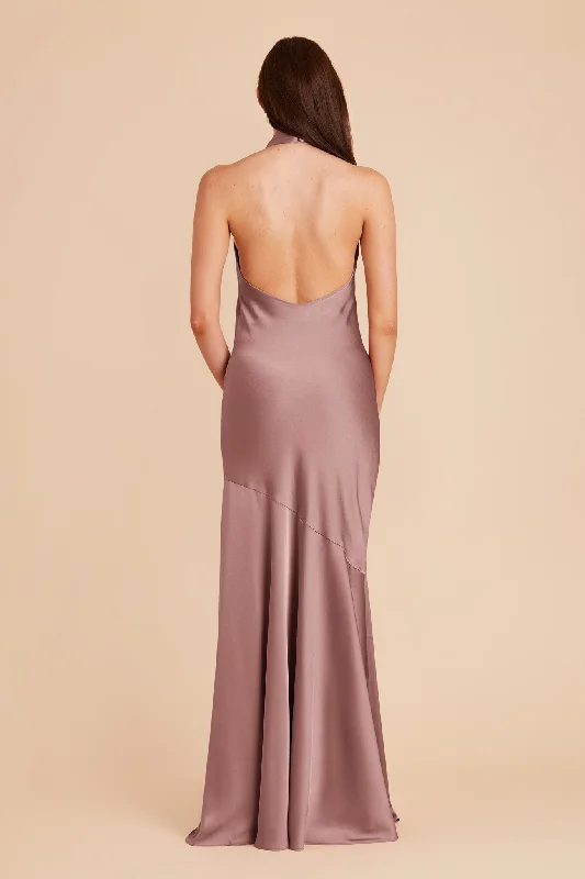 Stephanie Matte Satin Dress - Dark Mauve