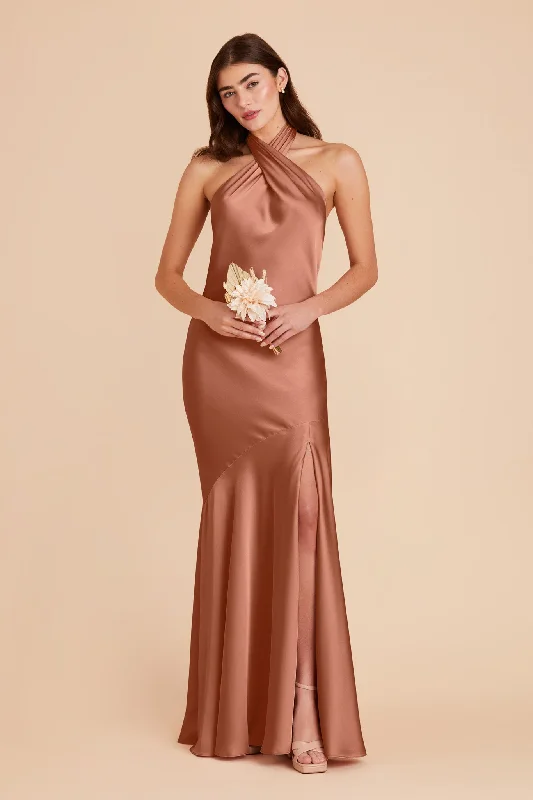 Stephanie Matte Satin Dress - Desert Rose