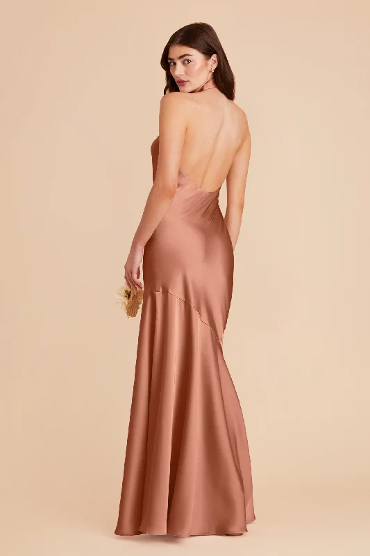 Stephanie Matte Satin Dress - Desert Rose