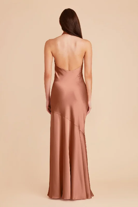 Stephanie Matte Satin Dress - Desert Rose