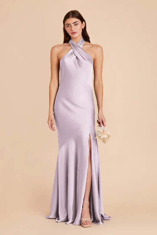 Stephanie Matte Satin Dress - Dusty Lilac