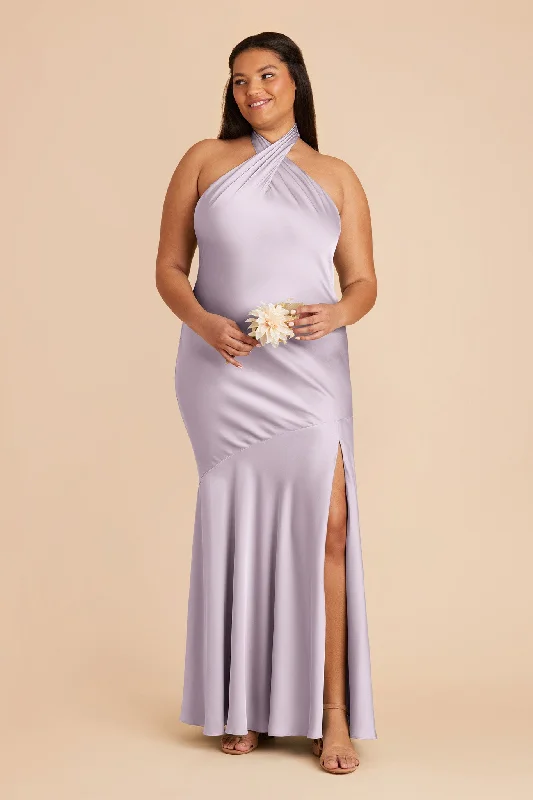 Stephanie Matte Satin Dress - Dusty Lilac