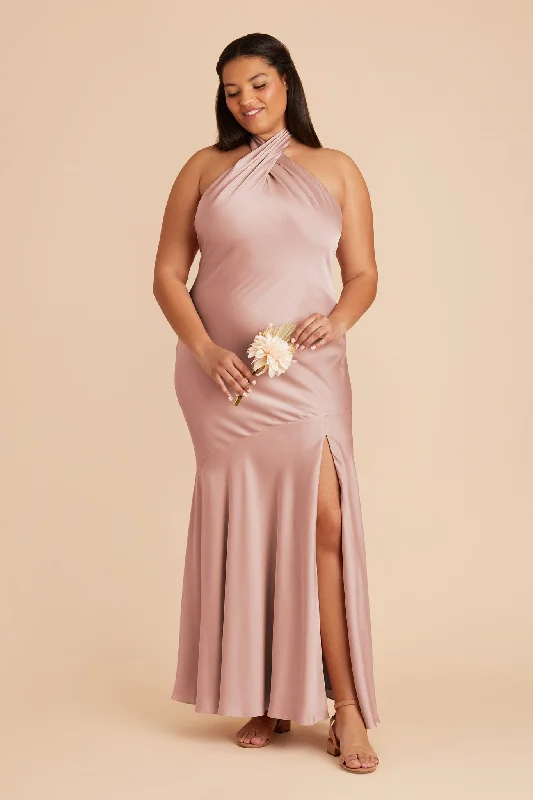 Stephanie Matte Satin Dress - English Rose