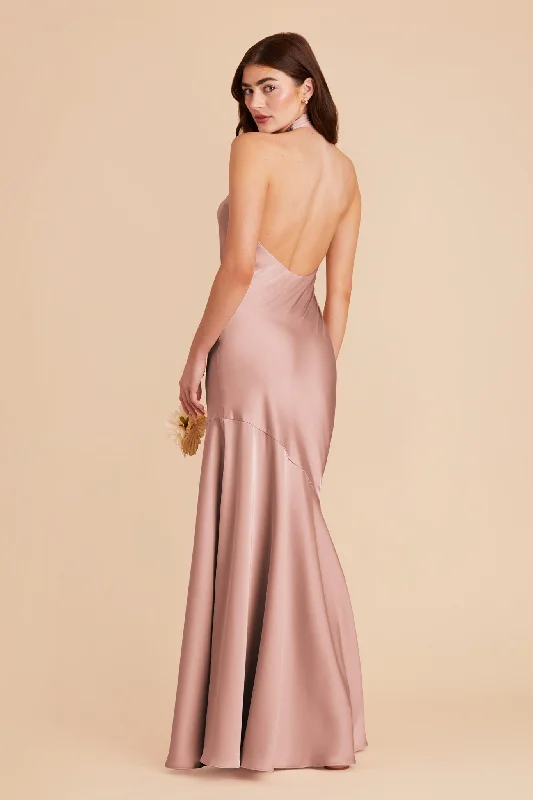 Stephanie Matte Satin Dress - English Rose