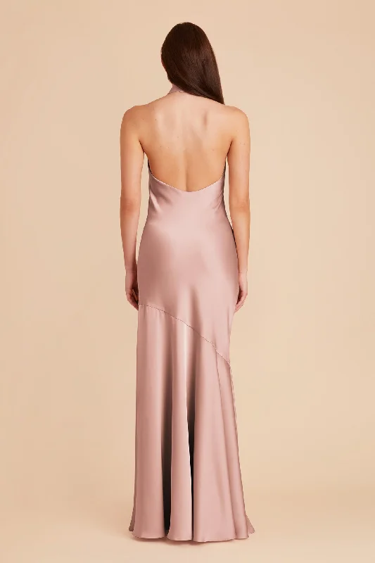 Stephanie Matte Satin Dress - English Rose