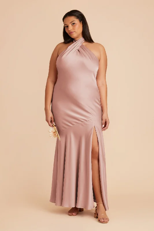 Stephanie Matte Satin Dress - English Rose