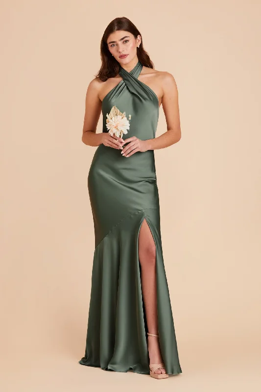 Stephanie Matte Satin Dress - Eucalyptus