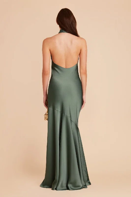 Stephanie Matte Satin Dress - Eucalyptus