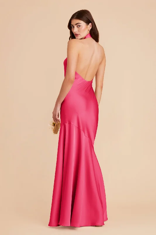 Stephanie Matte Satin Dress - Fuchsia