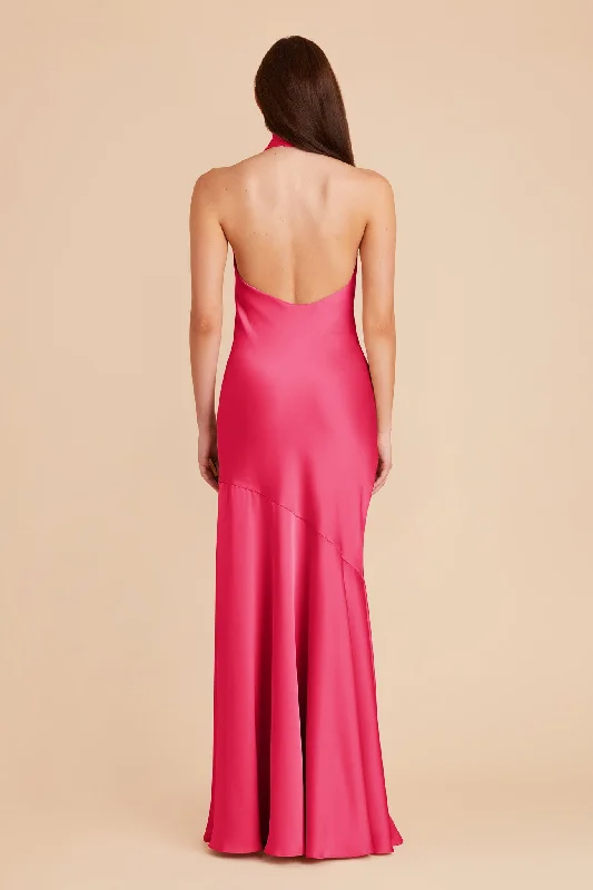 Stephanie Matte Satin Dress - Fuchsia